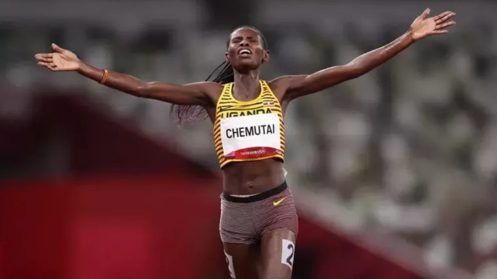 Ugandan Peruth Chemutai won the 3,000meter steeplechase at Tokyo 2020